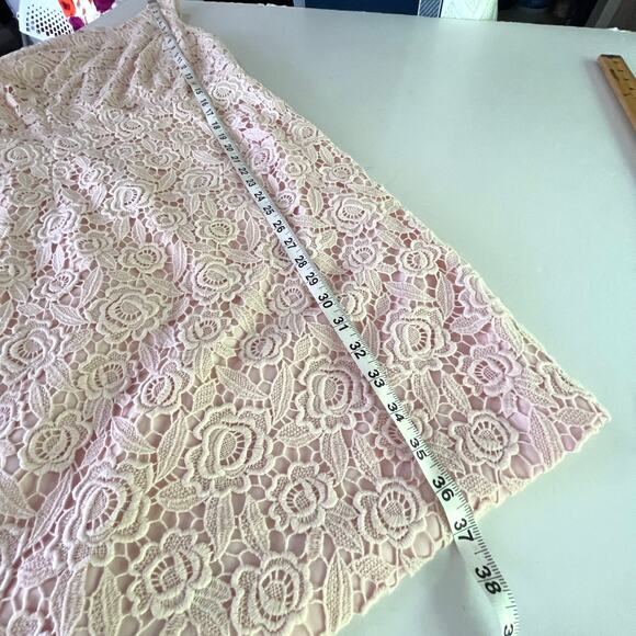 Talbots Petites Sleeveless Floral Crochet Lace Dress Womens Sz 8P Pink Lined - Picture 11 of 12